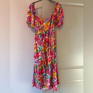 Floral Garden Chic Puff Sleeve Flowy Dress